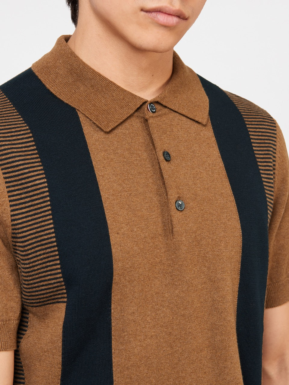 Pull à Col Polo Ben Sherman Intarsia Stripe Marron | TPV-38440884